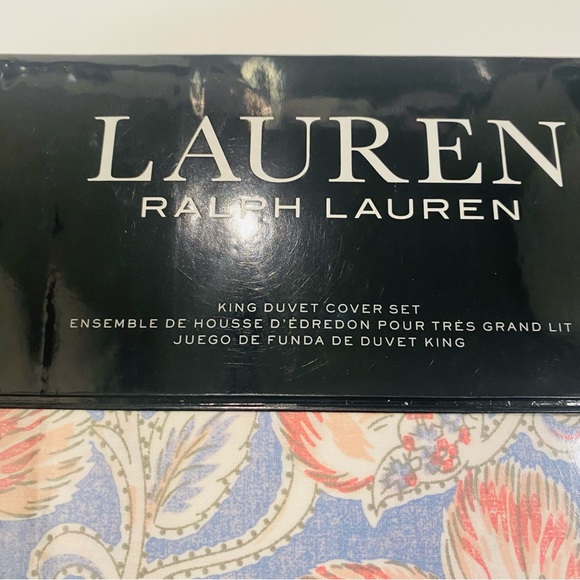 Ralph Lauren Home Cosima Floral Blue Pink King Reversible Duvet Cover & Shams - Picture 10 of 15